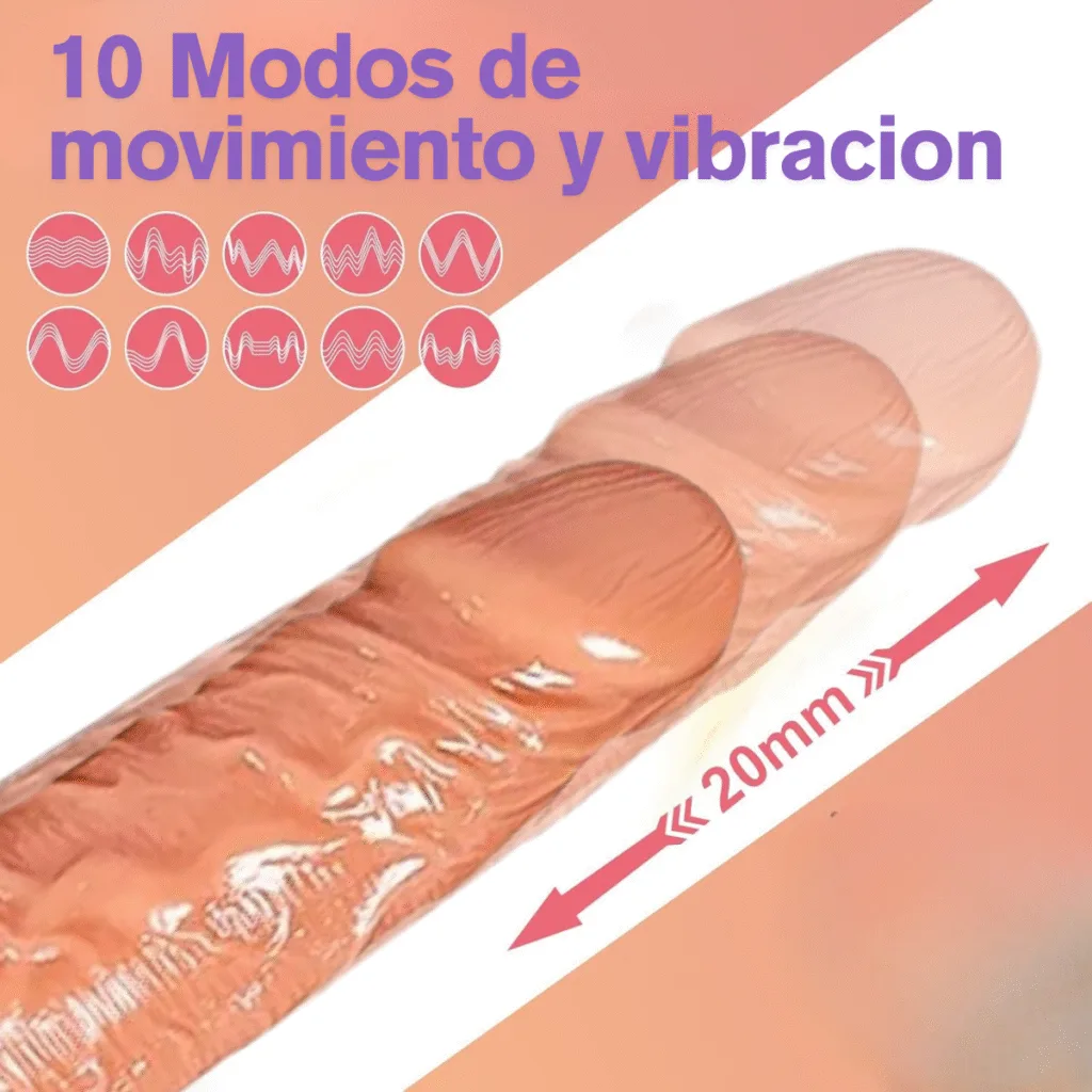 Consolador Pene vibrador con movimiento (Sube-Baja)