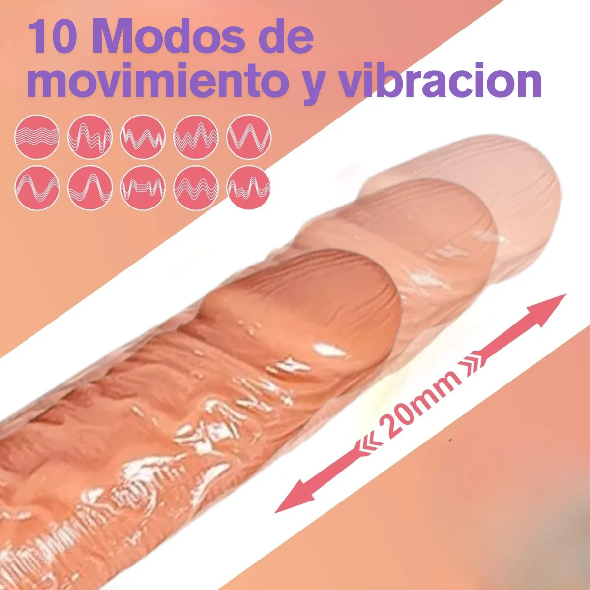 Consolador Pene vibrador con movimiento - Imagen 2