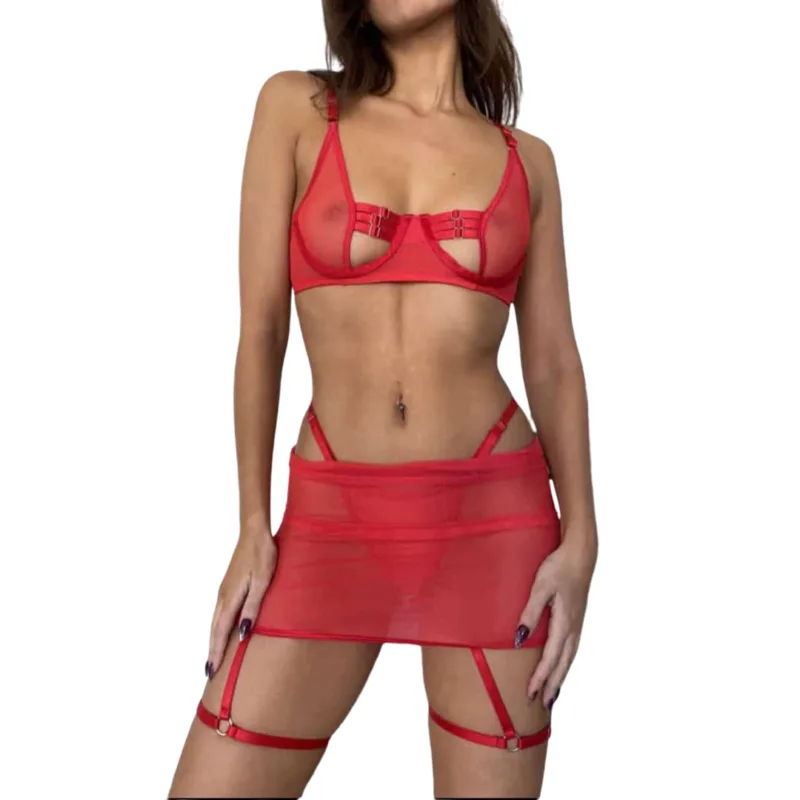 Conjunto Minifalda Arnes Portaligas (art 2041) Talle 85 al 120