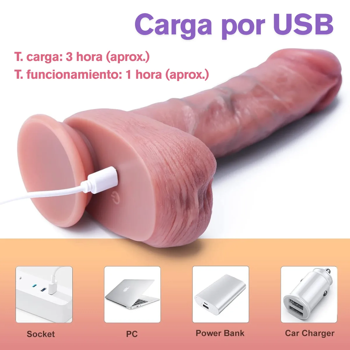 Consolador Pene vibrador con movimiento - Imagen 5