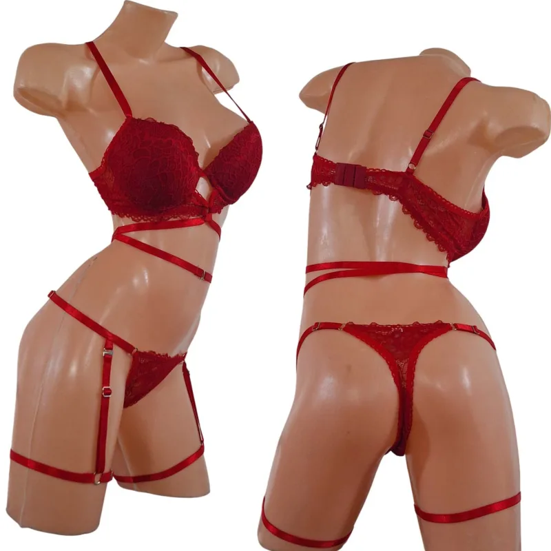 Conjunto Lenceria Taza Soft y Push Up + Arnes Portaligas (art 5108) 85 al 100