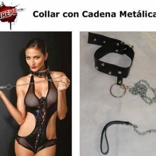 Collar Con Cadena de Cuero