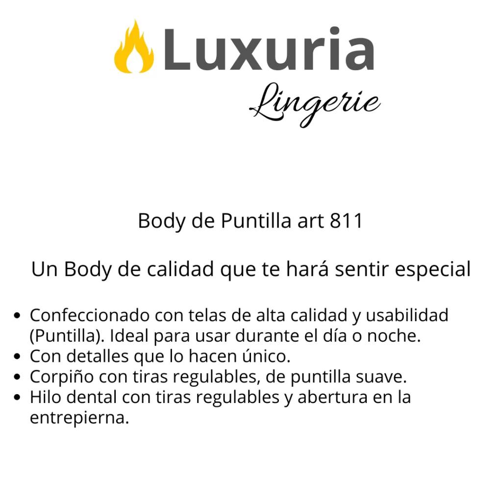 Body "Emily" Encaje Entrepierna Abierta (art 811) Talle 90 al 110